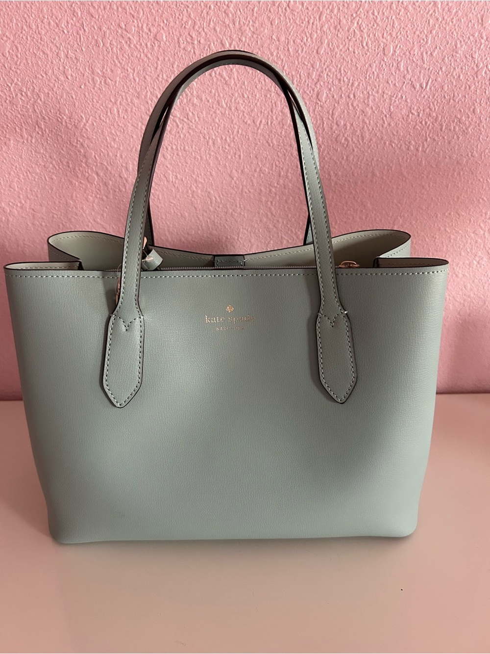 kate spade Mint Green Leather Tote with Gold Logo